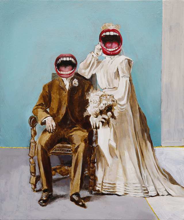 The Smiling Bride And Groom, oil on wood